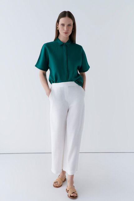 Pantalon pandi 100% lin blanc femme