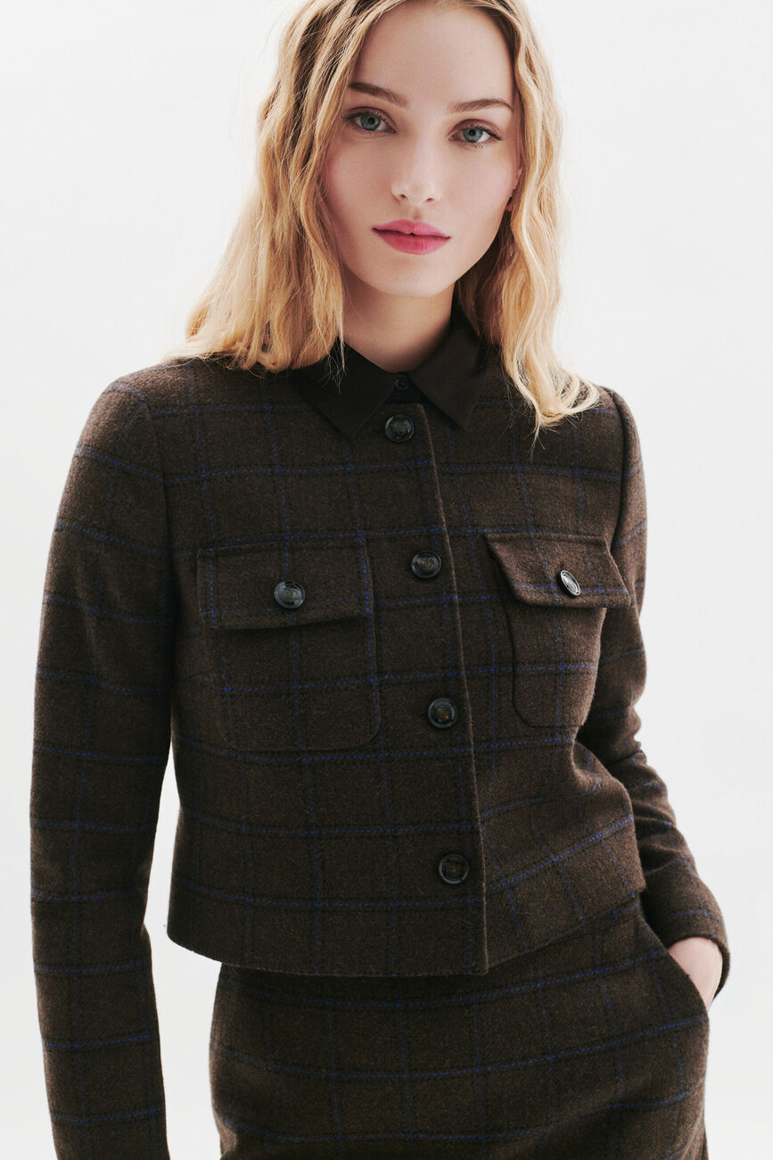 Jaqueta Valmont Carreaux marrom chocolate mulher