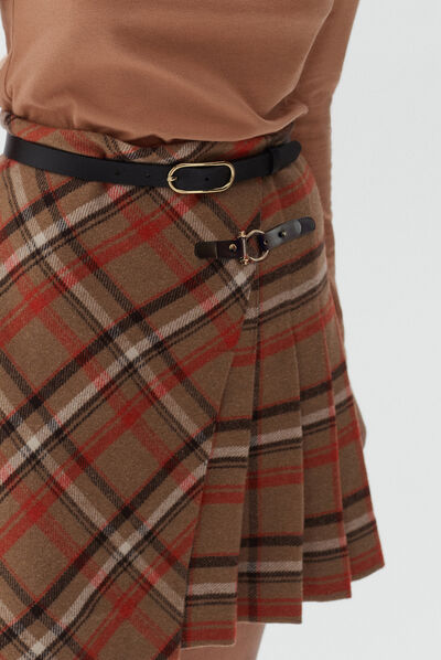 jupe margaret plaid camel femme
