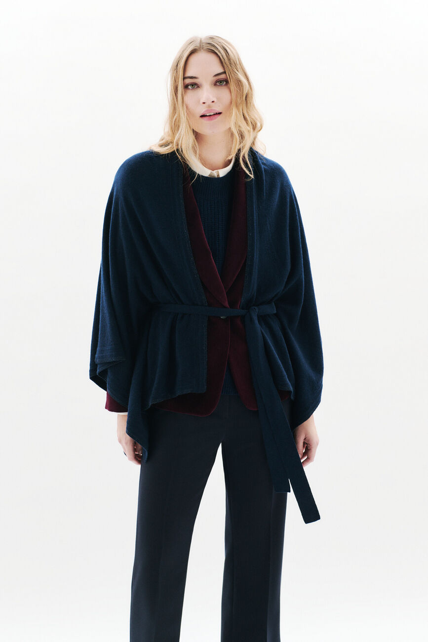 Albano poncho navy blue woman