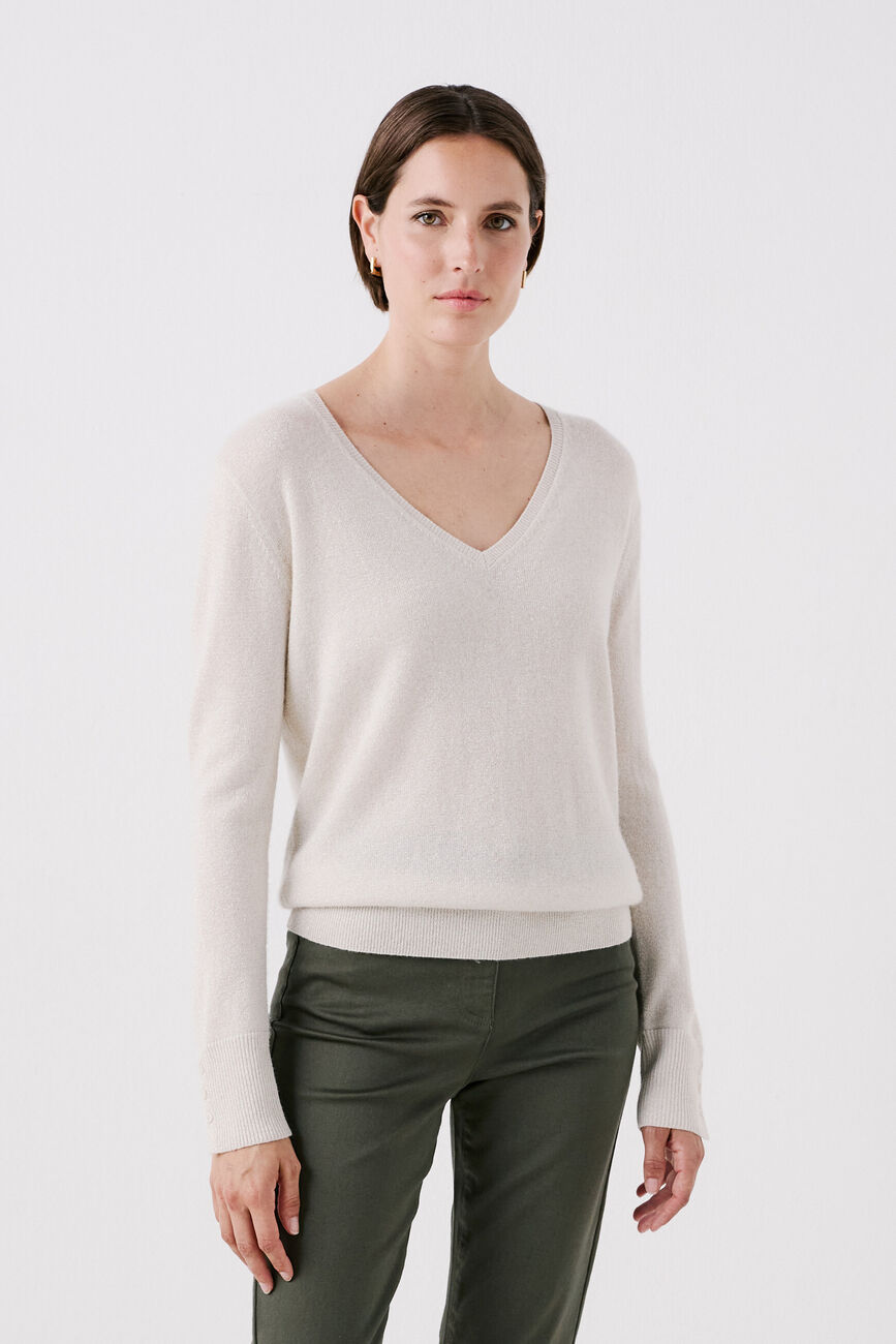Marianne lurex sweater ivory woman