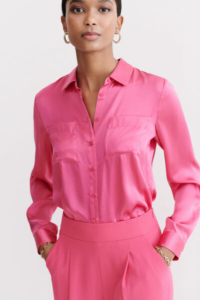 chemise jeanne b en soie rose fushia femme