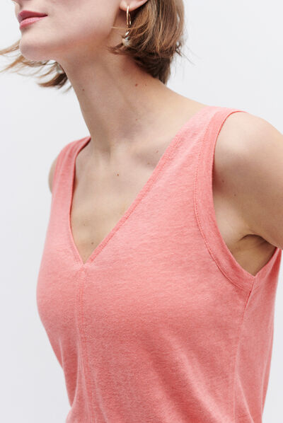 Debardeur aretha 100% lin rose corail femme