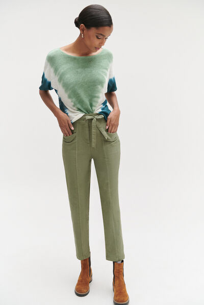 Pantalon bolton casual vert kaki femme