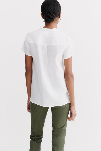 Bluse Kat 100 % Leinen weiss damen