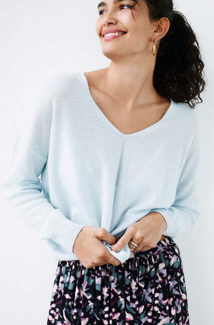 Maglione Mthelmina 100% cashmere celeste donna