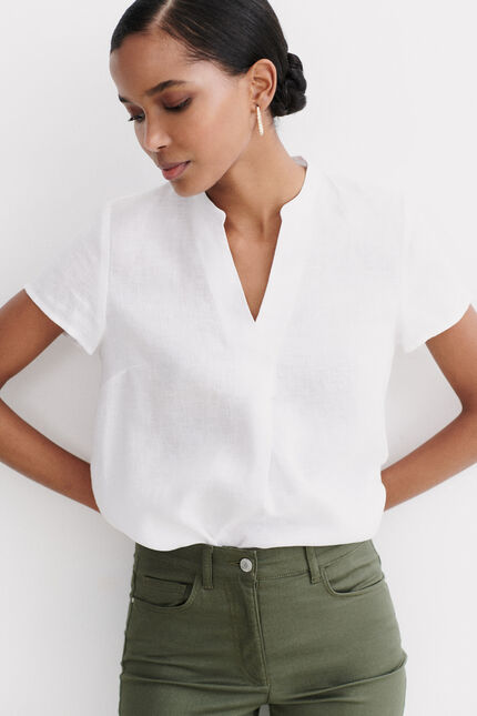 Bluse Kat 100 % Leinen weiss damen