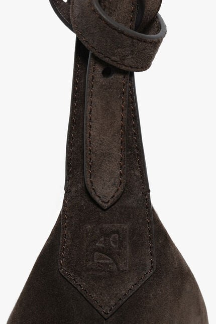 Sac Soa en croûte de cuir marron foncé femme