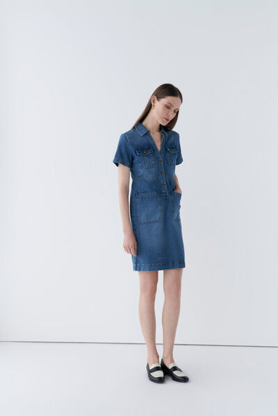 robe laure jean denim stone femme