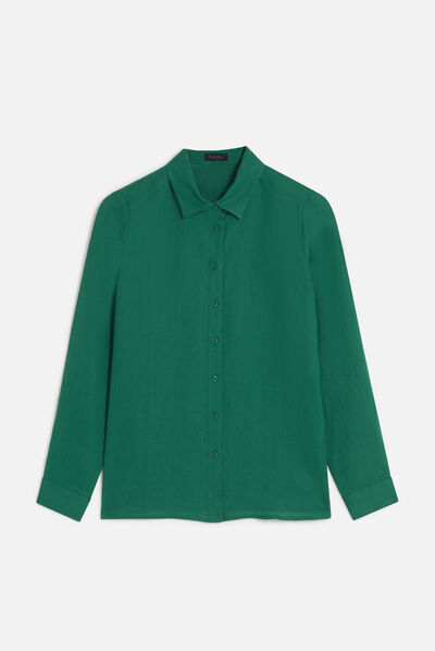 Camisa Brenda 100% linho verde menta mulher