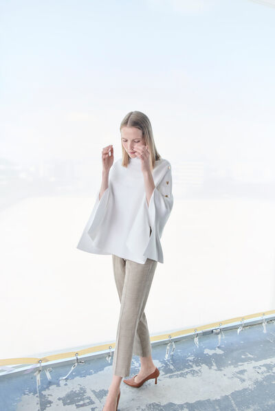 Poncho helvira ivoire femme