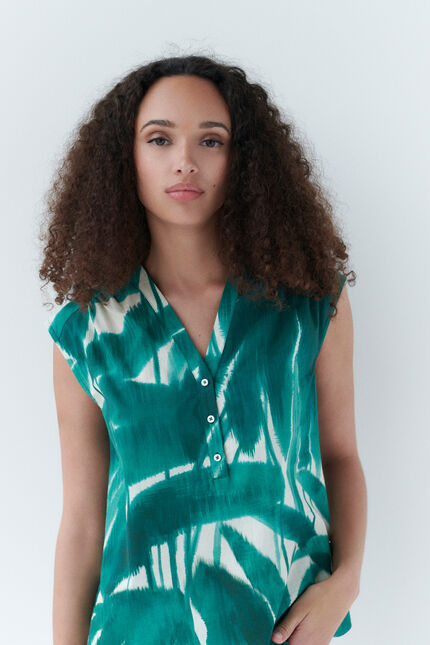 Blouse marguerite vert emeraude femme
