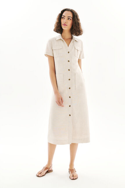 Vestido rlaurie 100 % lino arena mujer