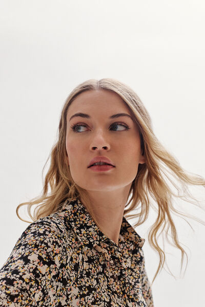 chemisier jessica fleurs noir femme
