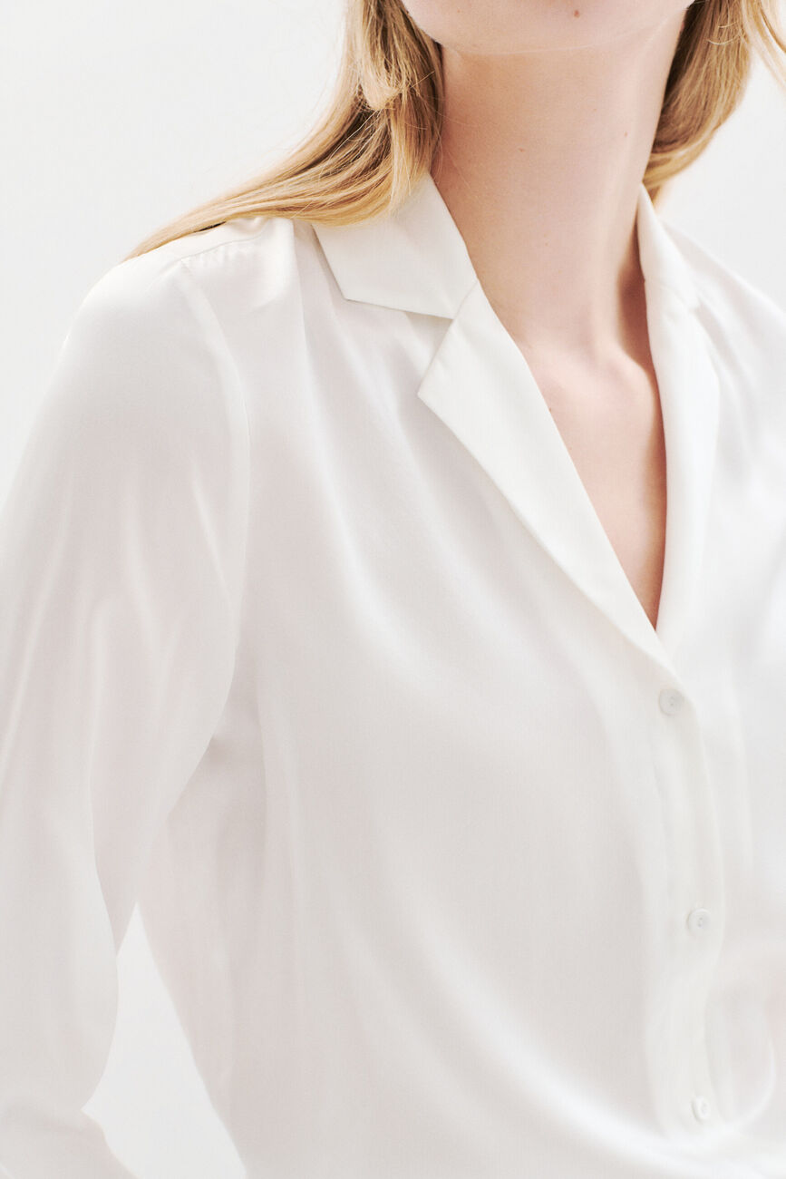 Camisa Charline 100% seda cru mulher