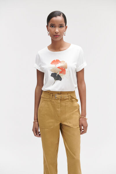 T-shirt Aja con motivo ecru donna