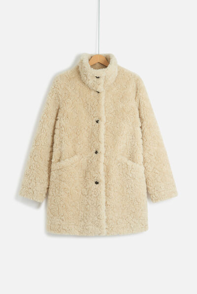 manteau agrid ivoire femme