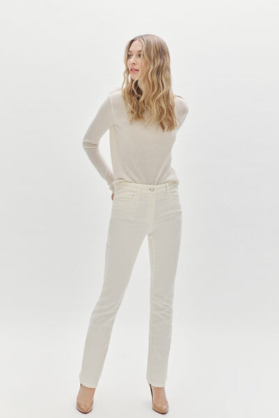 pantalon chicago velours ivoire femme