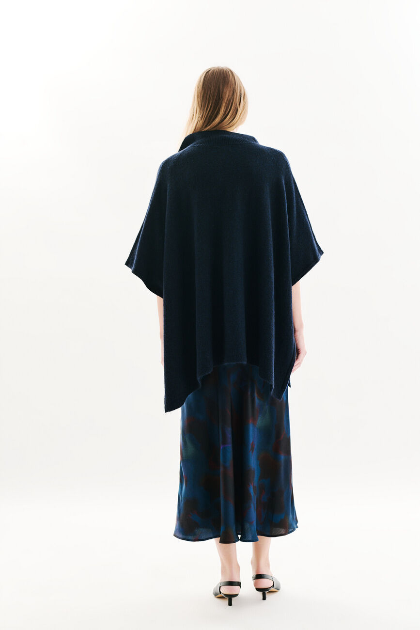 Poncho Herios bleu marine femme