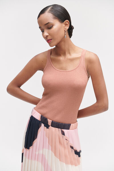 Débardeur louis fils lurex vieux rose femme