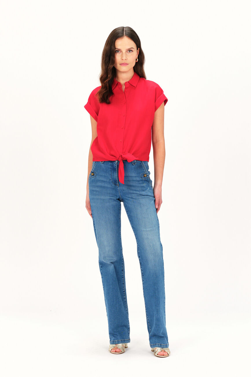 Chemise clivio1 100% lin rouge clair femme