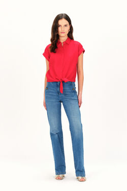 Chemise clivio1 100% lin rouge clair femme