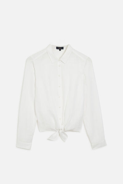 Chemise livie 100% lin à nouer blanc femme