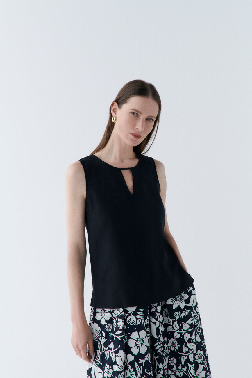 Blouse cilda 100% lin noir femme