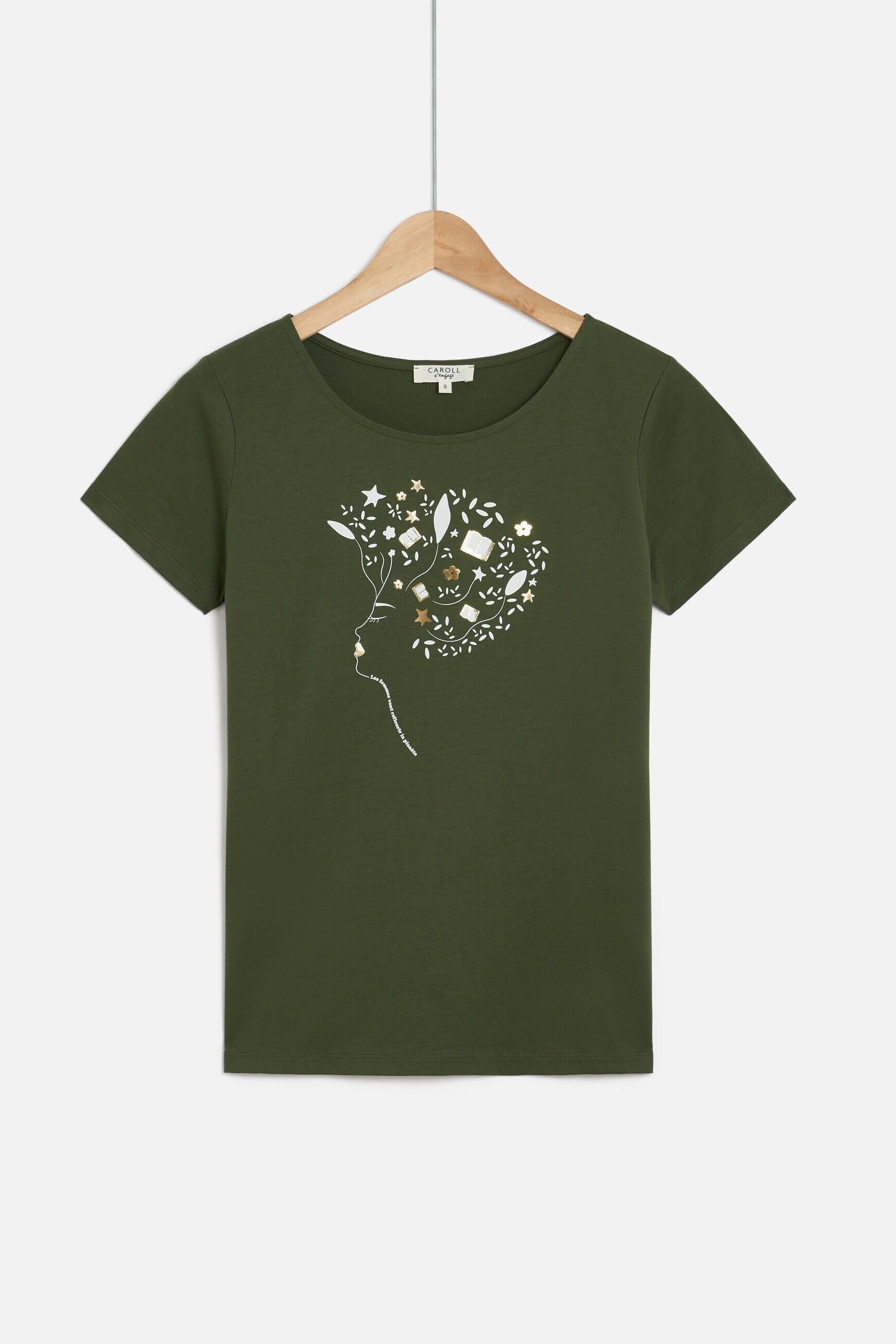 tshirt toutes a l'ecole vert kaki femme