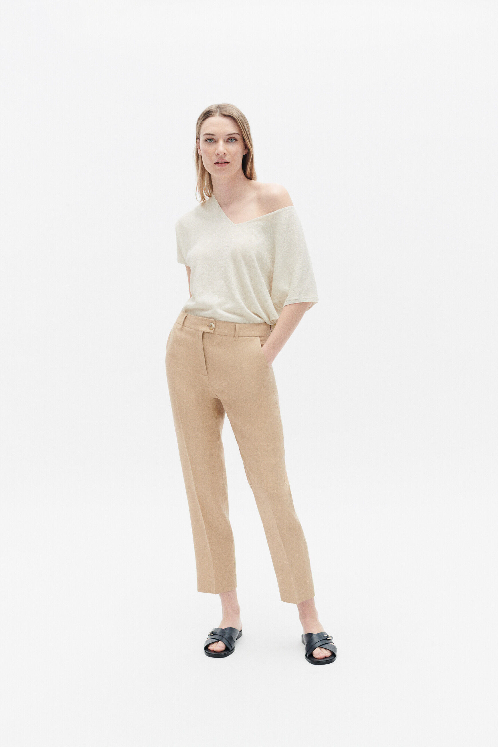 pantalon randy beige femme