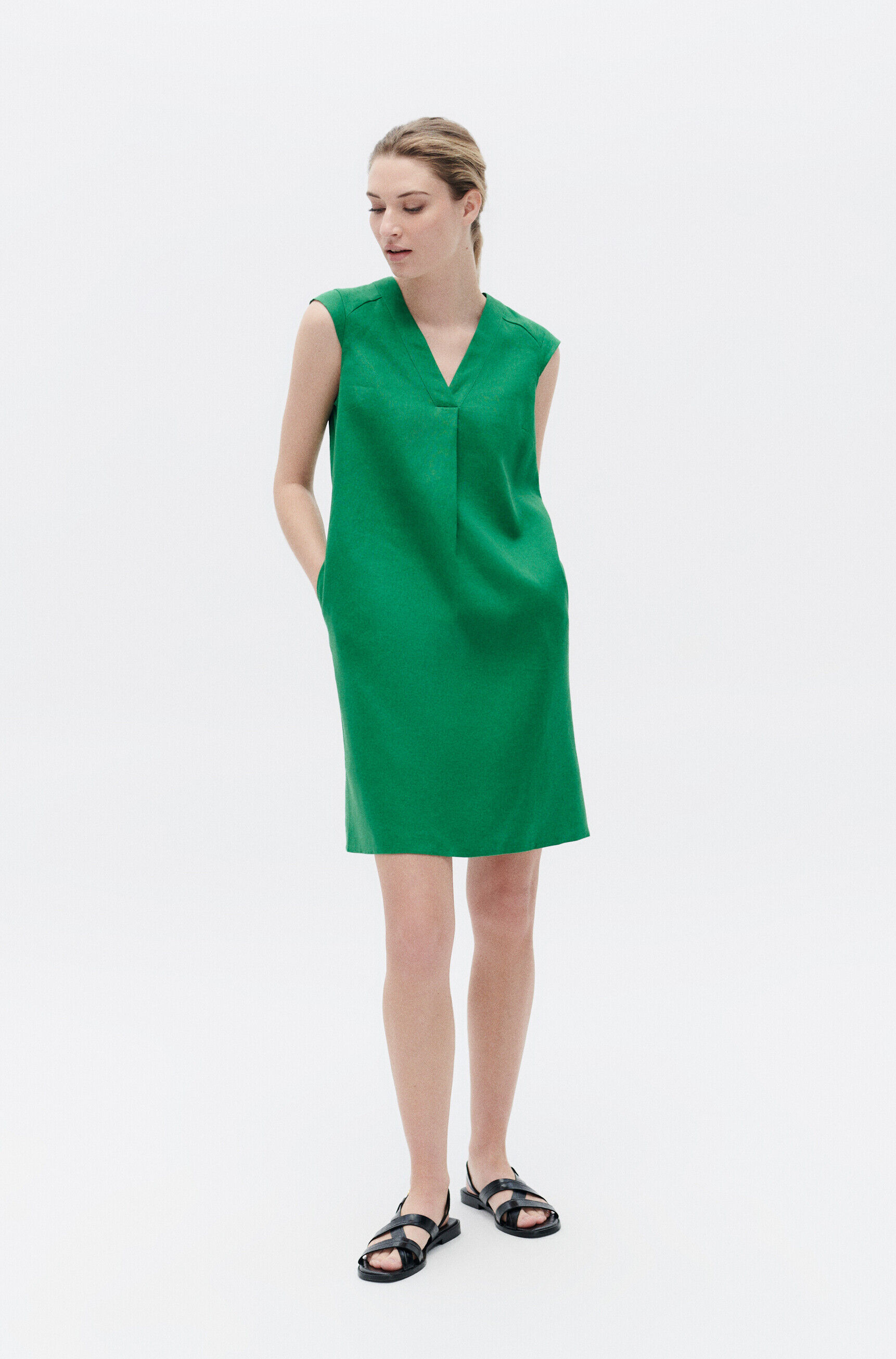 robe pamela 100% lin vert menthe femme