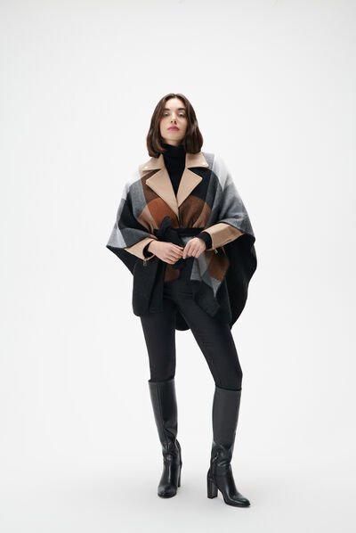 Poncho habelty noir femme
