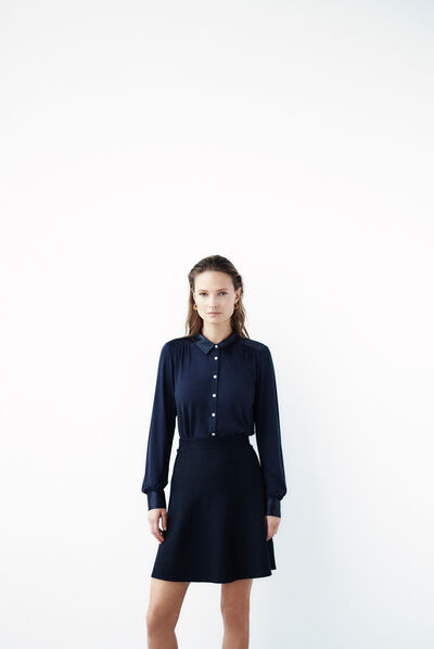 Jupe milena en maille bleu marine femme