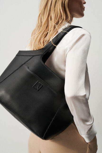 Sac sacha en cuir naturel noir femme
