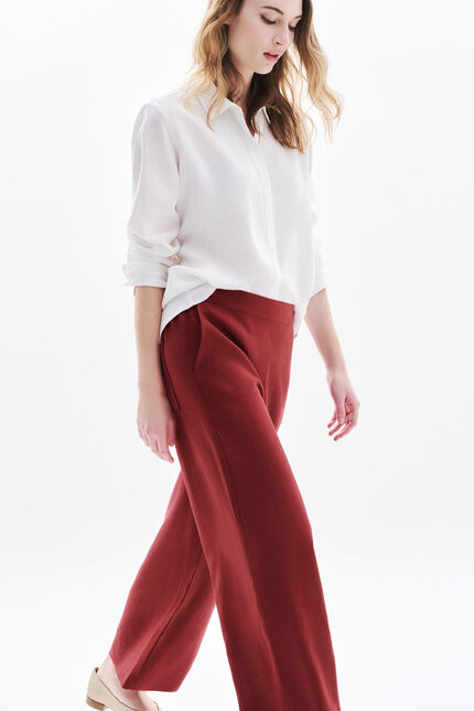 Pantalon pandi 100% lin bordeaux femme