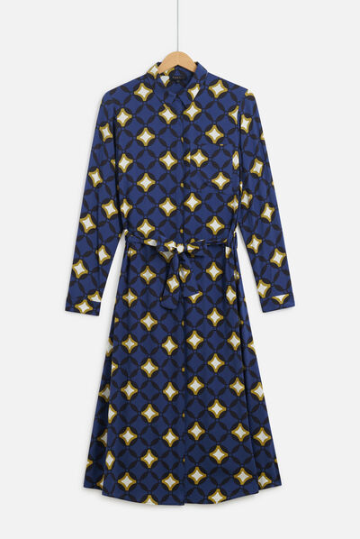 Vestido Maya con estampado azul eléctrico mujer