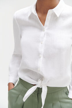 Chemise livie 100% lin à nouer blanc femme