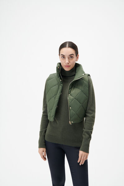 Poncho ylona vert kaki femme