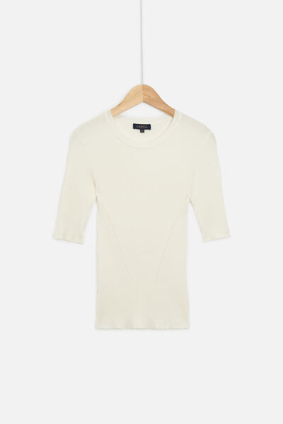 Jersey Jim de punto acanalado crudo mujer