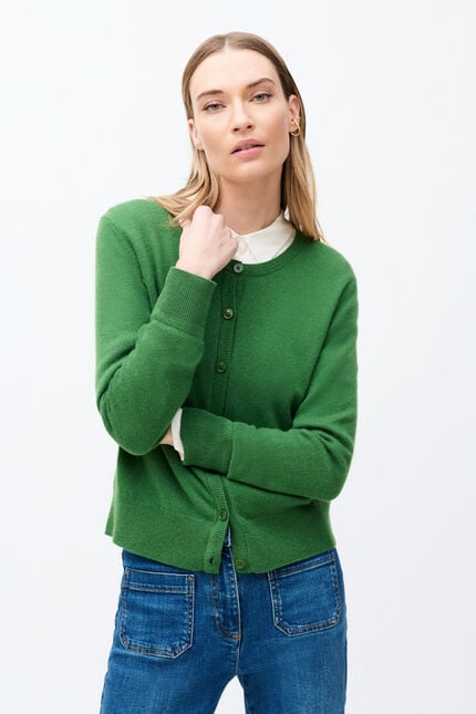 gilet mcaroline 100% kasjmier groen vrouw