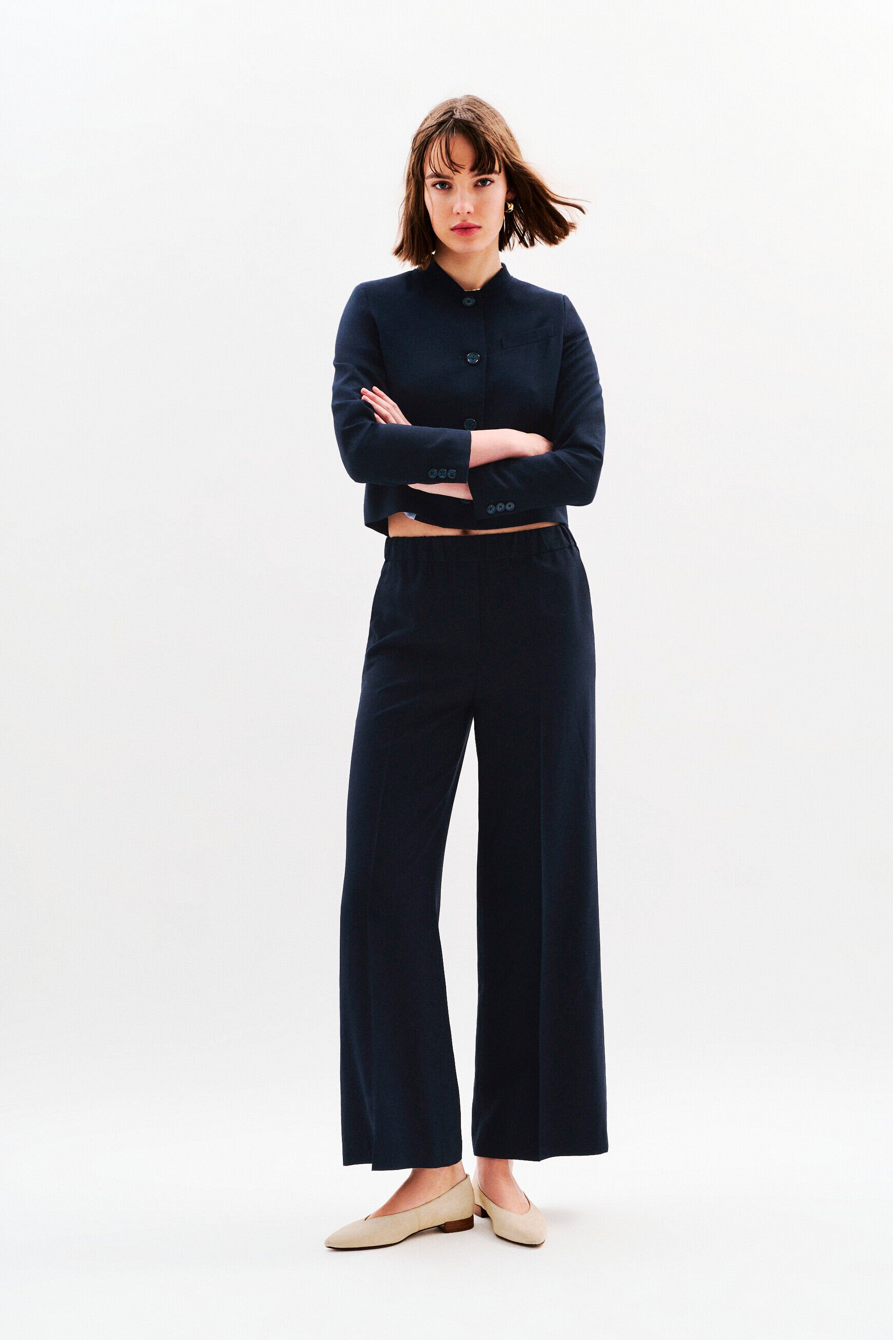 Pantalon Pviaduc bleu marine femme