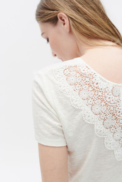 Tee-shirt camelia blanc femme