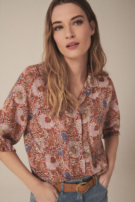 Chemise zebra camel femme