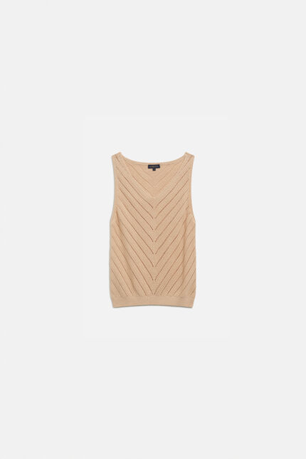 Pull manel beige femme
