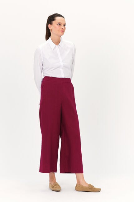 Pantalon pandi 100% lin rose framboise femme