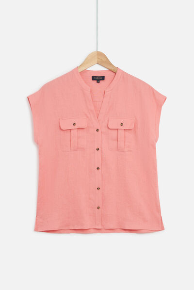 Camisa Gina 100 % lino rosa coral mujer
