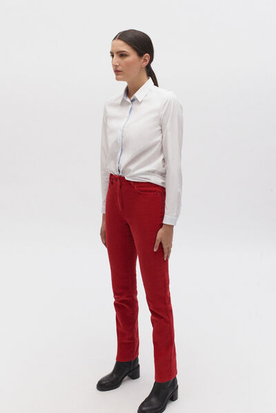 Fluwelen broek Chicago rood vrouw