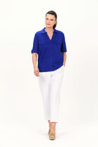 Estela 100% linen shirt turquoise blue woman