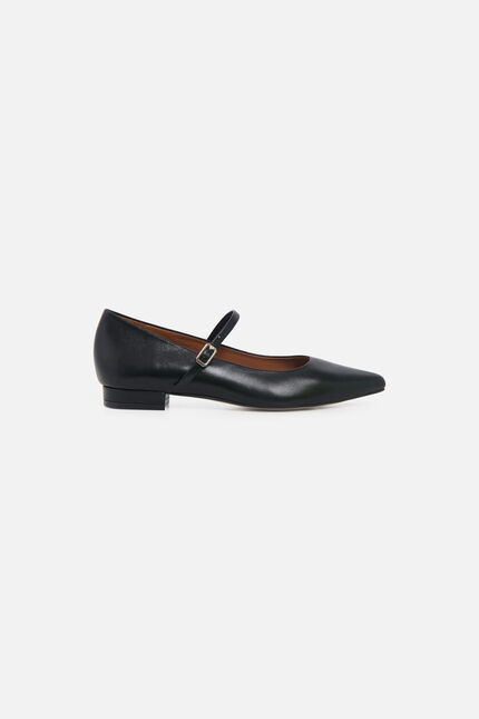 Ballerines Alissa en cuir naturel noir femme