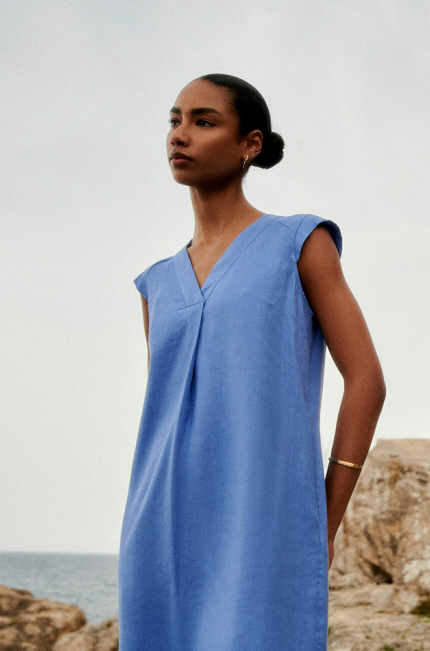 robe pamela 100% lin bleu violet femme